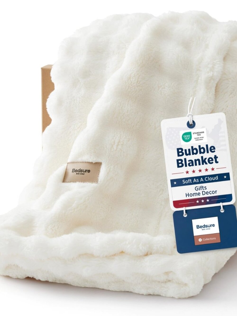Cloud Bubble Blanket, Soft Cozy Throw, Off White, 50"×60"